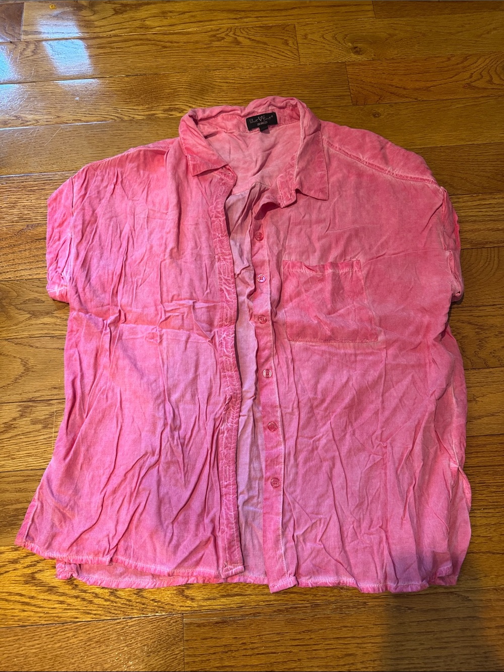 Pink Chambray Lightweight Short Sleeve Button-Up Shirt